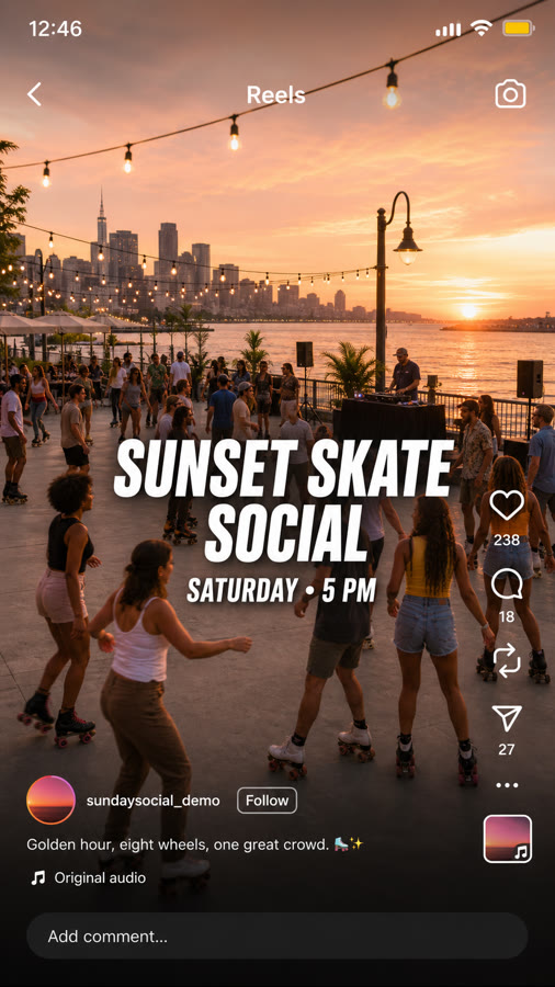 Sunset Skate Social event promo
